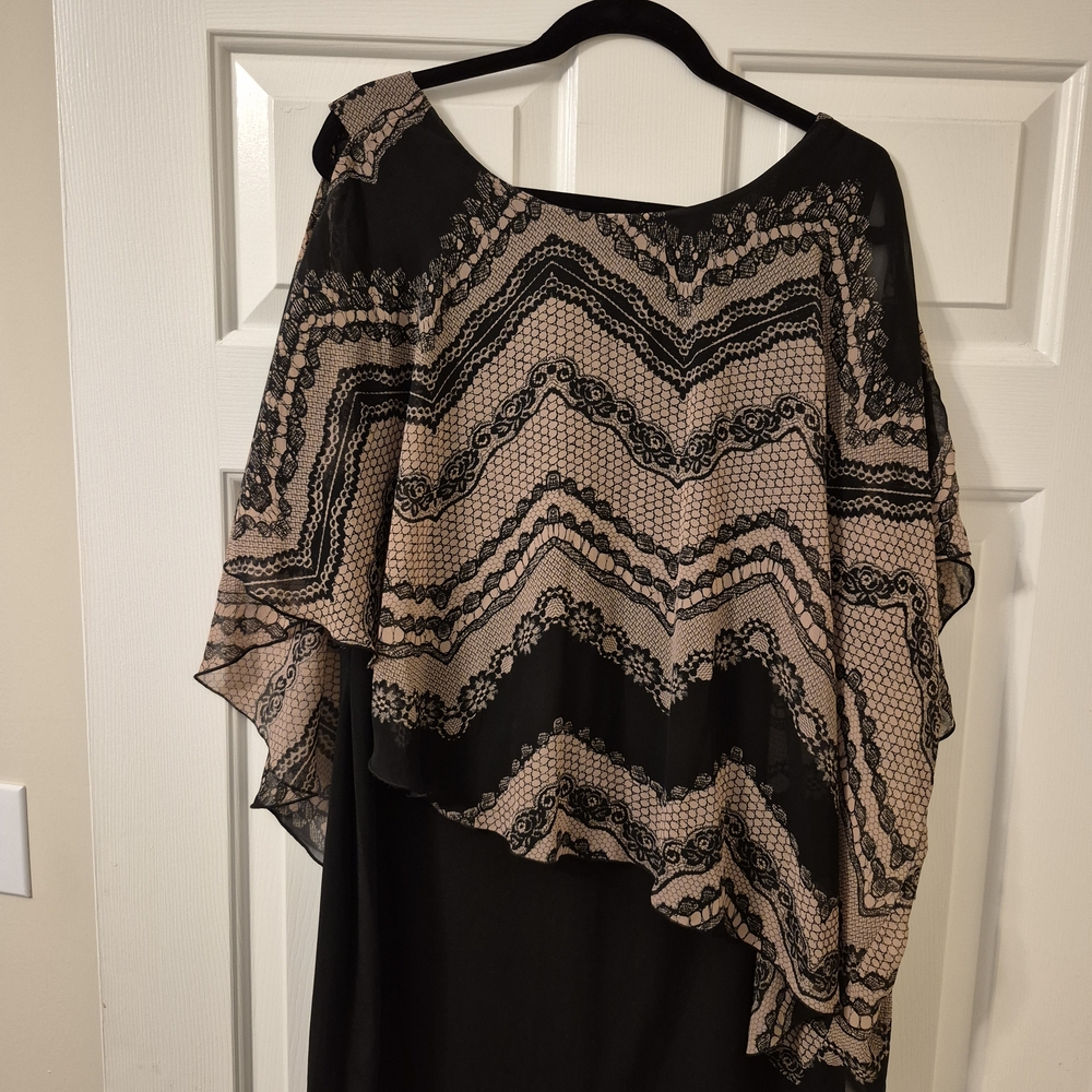 Enfocus Studio Black and Tan Asymmetrical Dress